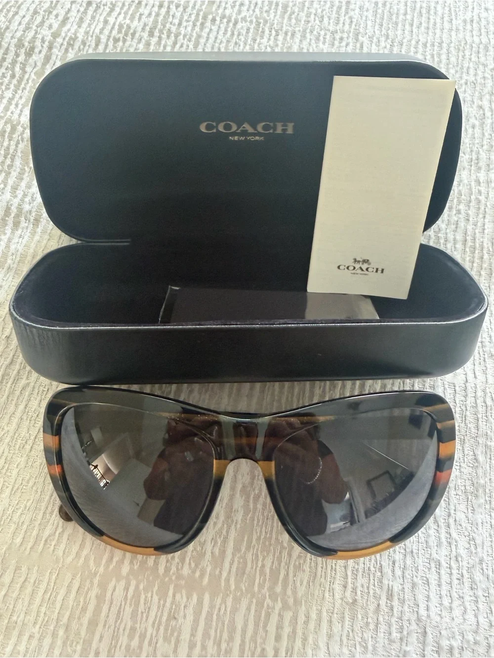 Coach Oversized Tortoise Shell Sunglasses with Dark Lenses